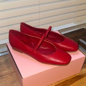 Marc Fisher LTD Red Mary Jane Flats - Women's Leather Ballet Shoes